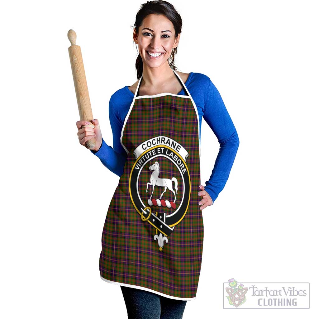 Cochrane Modern Tartan Apron with Family Crest White - Tartan Vibes Clothing