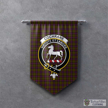 Cochrane Modern Tartan Gonfalon, Tartan Banner with Family Crest