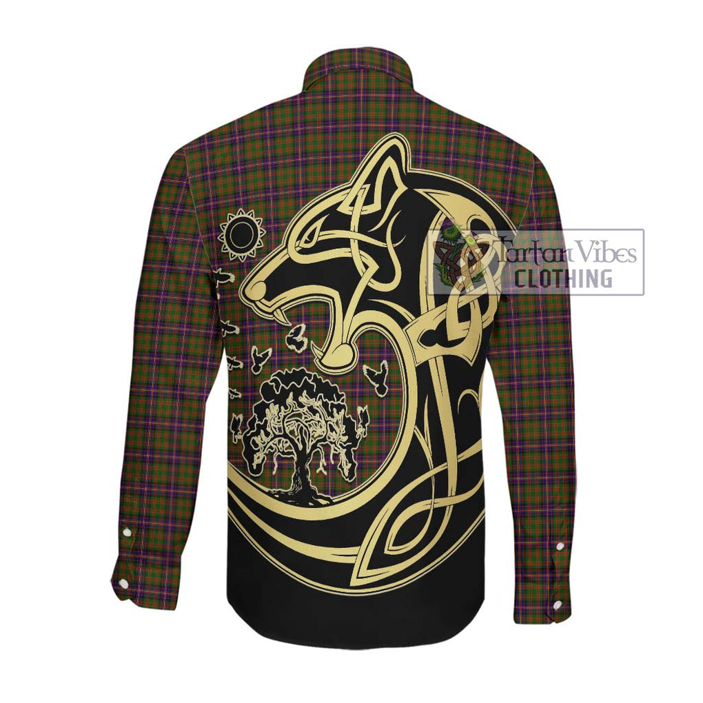 Cochrane Modern Tartan Long Sleeve Button Shirt with Family Crest Celtic Wolf Style Men's Shirt - Tartan Vibes Clothing