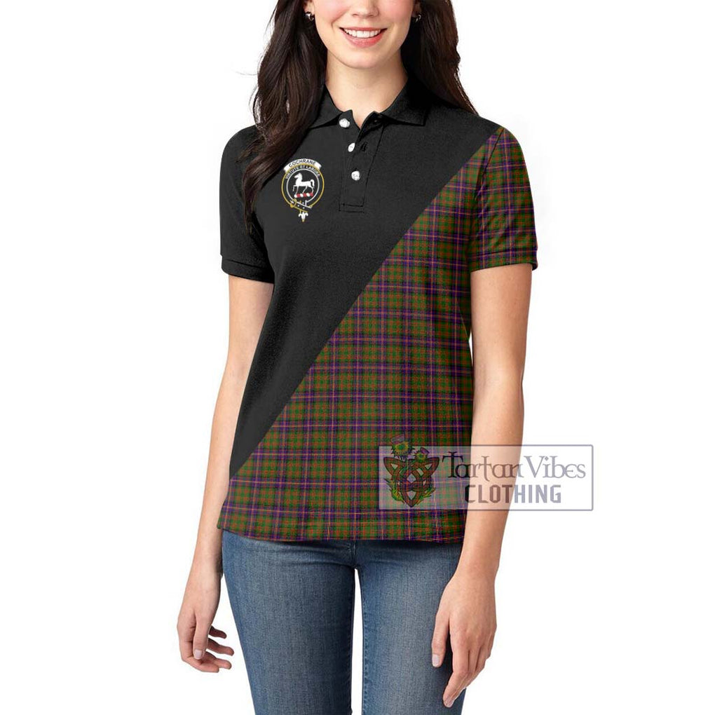 Cochrane Modern Tartan Women's Polo Shirt with Family Crest and Military Logo Style - Tartanvibesclothing Shop