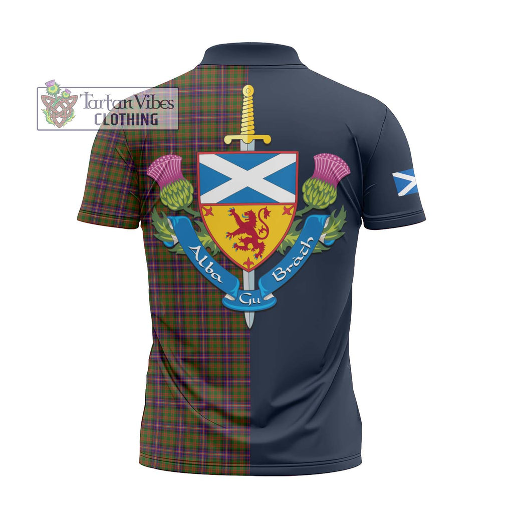 Tartan Vibes Clothing Cochrane Modern Tartan Zipper Polo Shirt with Scottish Lion Royal Arm Half Style