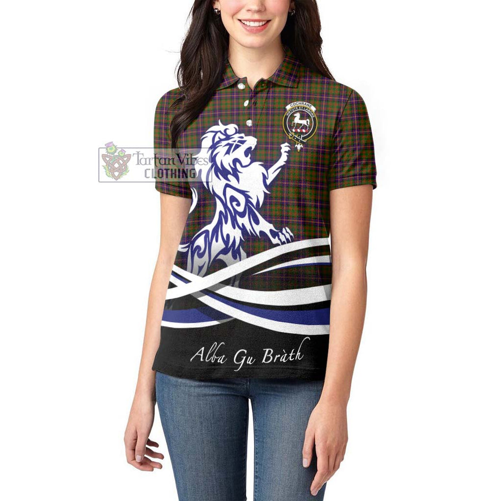 Cochrane Modern Tartan Women's Polo Shirt with Alba Gu Brath Regal Lion Emblem - Tartanvibesclothing Shop