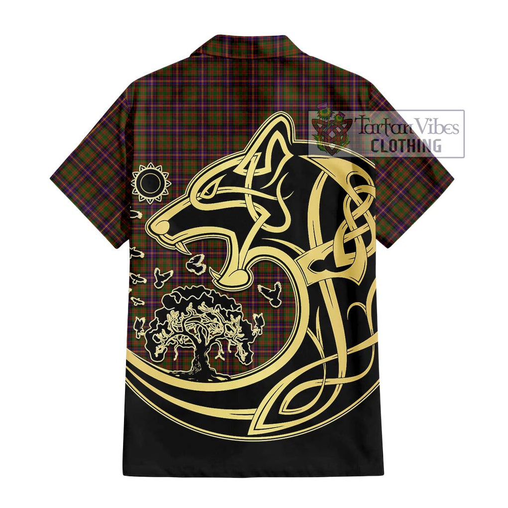 Cochrane Modern Tartan Short Sleeve Button Shirt with Family Crest Celtic Wolf Style - Tartan Vibes Clothing