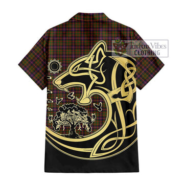 Cochrane Modern Tartan Short Sleeve Button Shirt with Family Crest Celtic Wolf Style