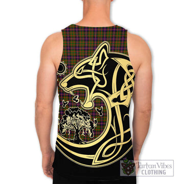 Cochrane Modern Tartan Men's Tank Top with Family Crest Celtic Wolf Style