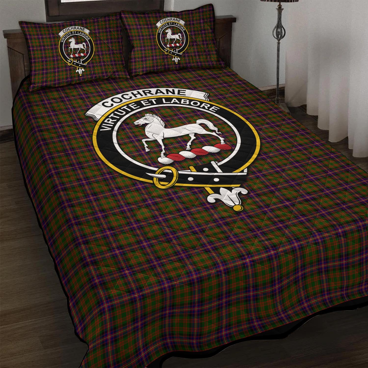 Cochrane Modern Tartan Quilt Bed Set with Family Crest - Tartan Vibes Clothing