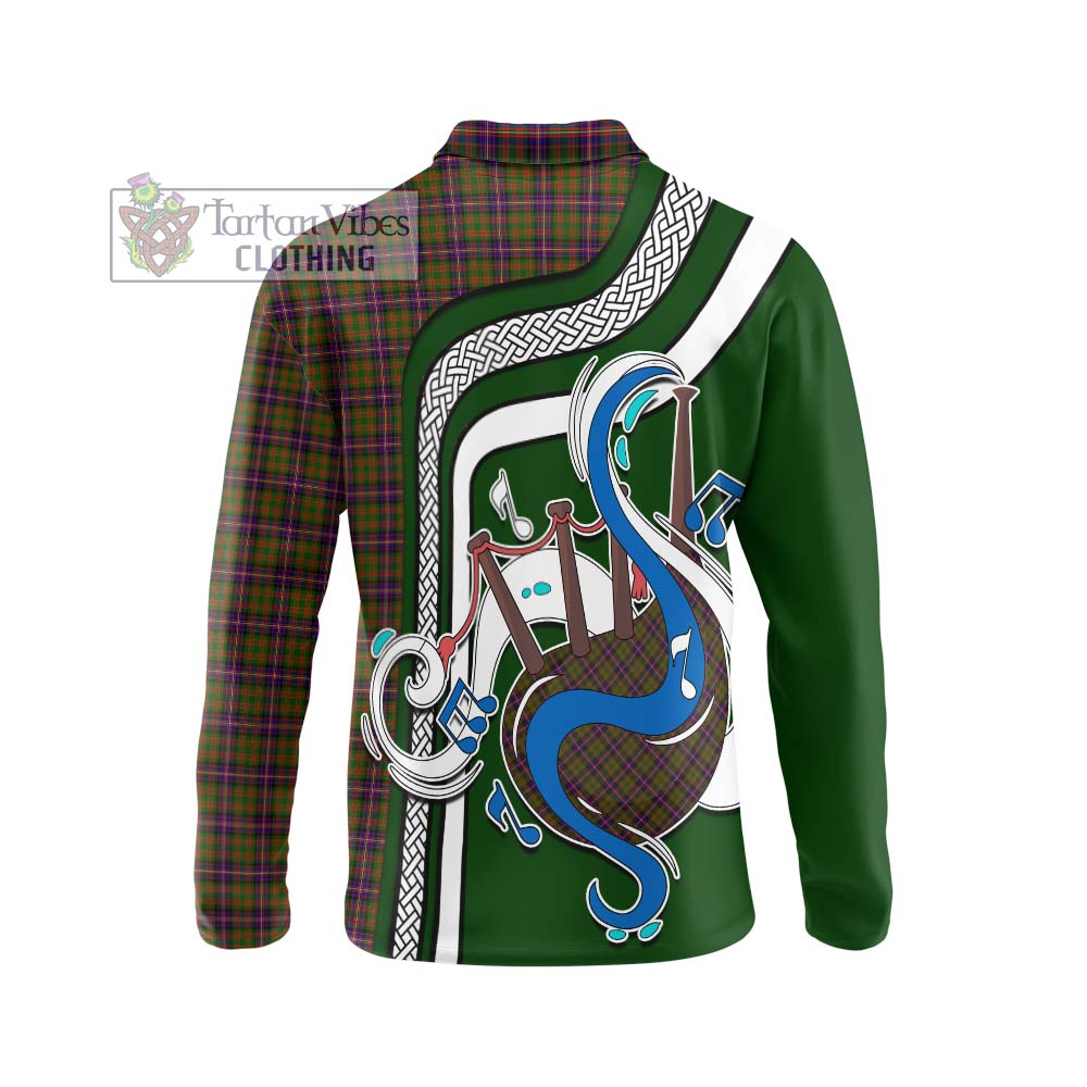 Tartan Vibes Clothing Cochrane Modern Tartan Long Sleeve Polo Shirt with Epic Bagpipe Style