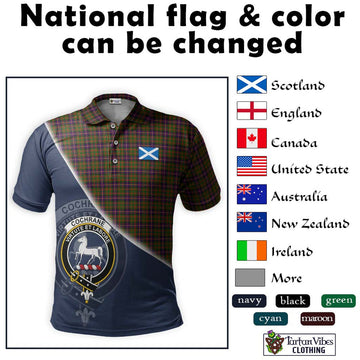 Cochrane Modern Tartan Polo Shirt with Personalised National Flag and Family Crest Half Style