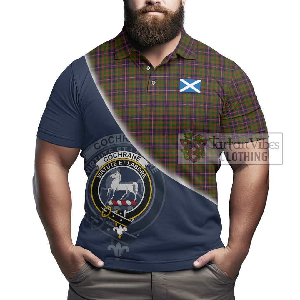 Cochrane Modern Tartan Polo Shirt with Personalised National Flag and Family Crest Half Style - Tartanvibesclothing Shop