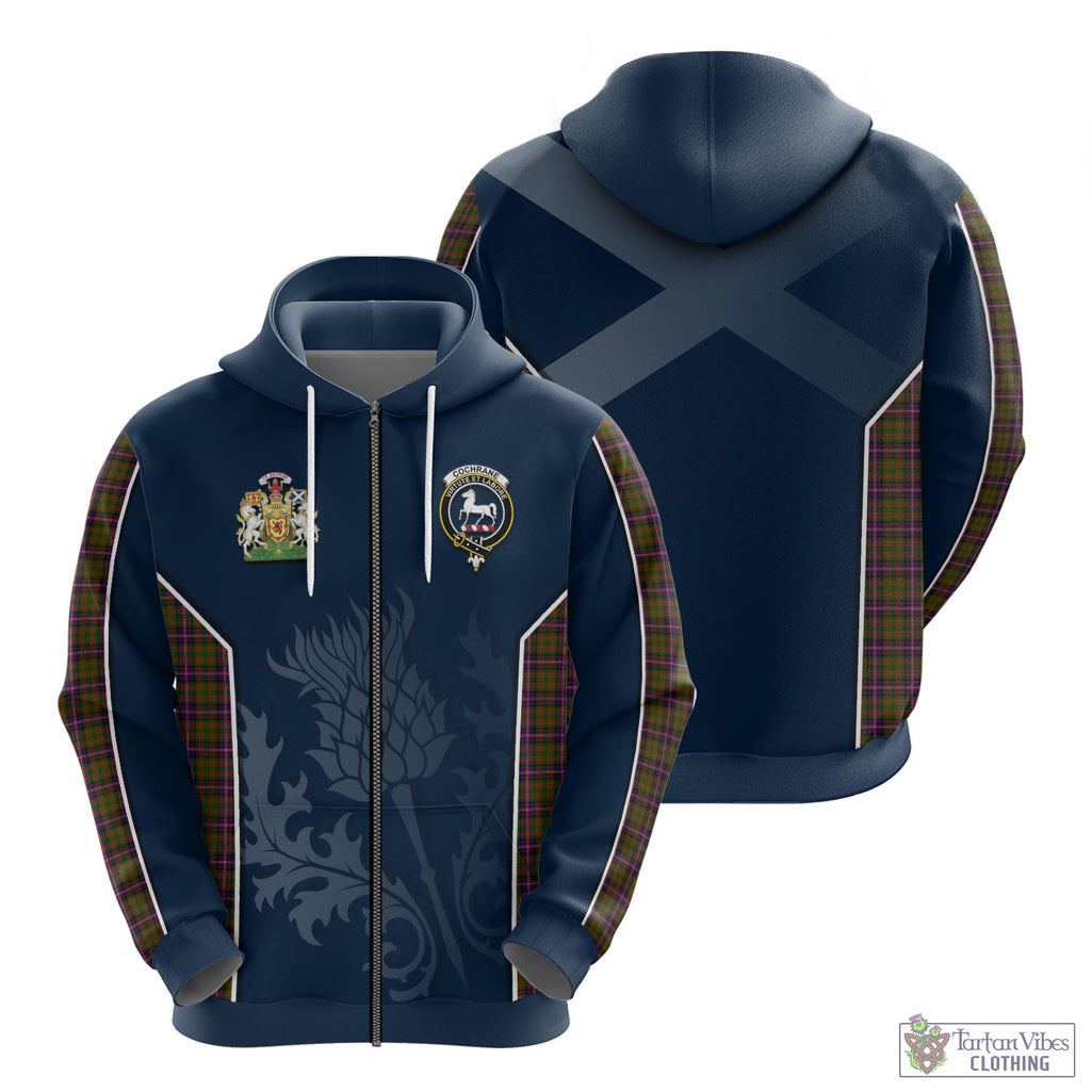 Tartan Vibes Clothing Cochrane Modern Tartan Hoodie with Family Crest and Scottish Thistle Vibes Sport Style