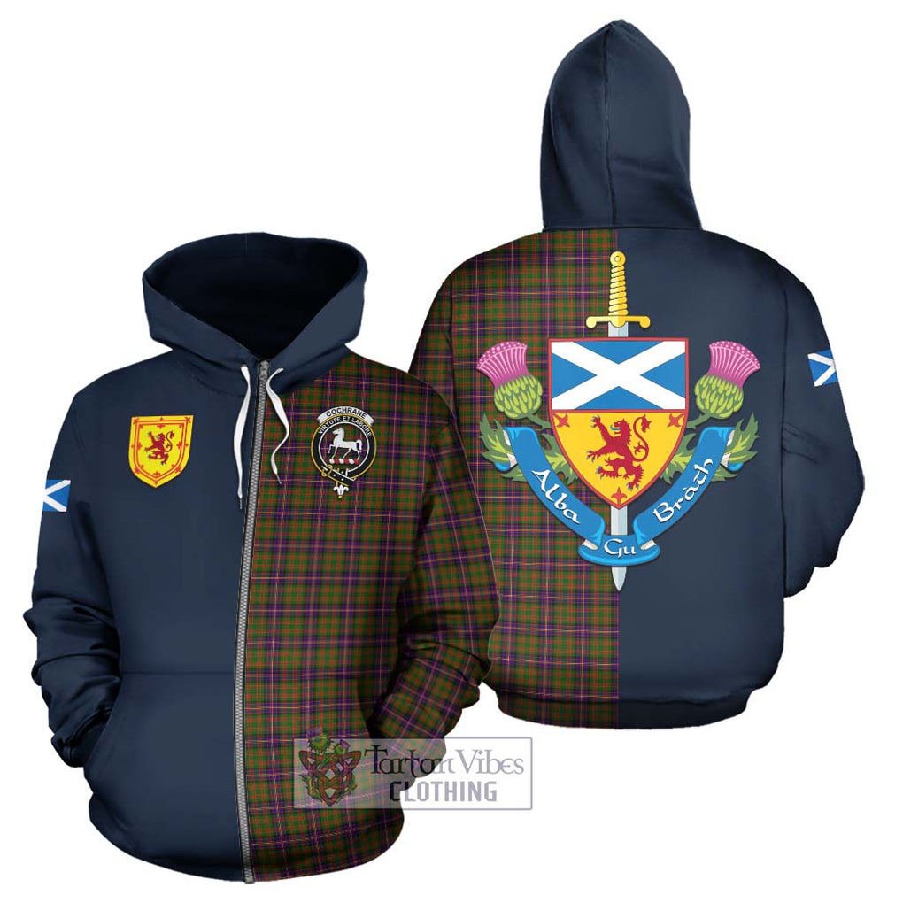 Tartan Vibes Clothing Cochrane Modern Tartan Hoodie with Scottish Lion Royal Arm Half Style