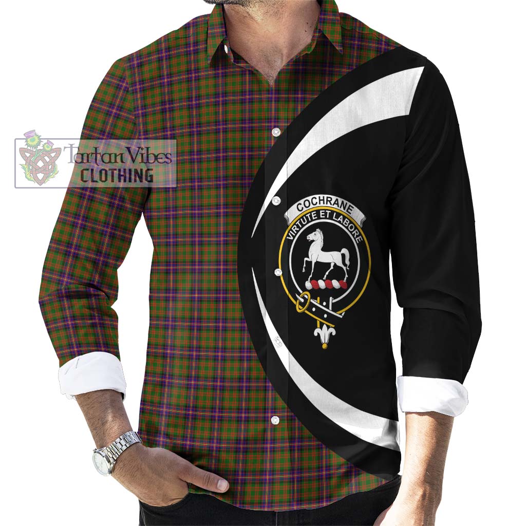 Tartan Vibes Clothing Cochrane Modern Tartan Long Sleeve Button Up with Family Crest Circle Style