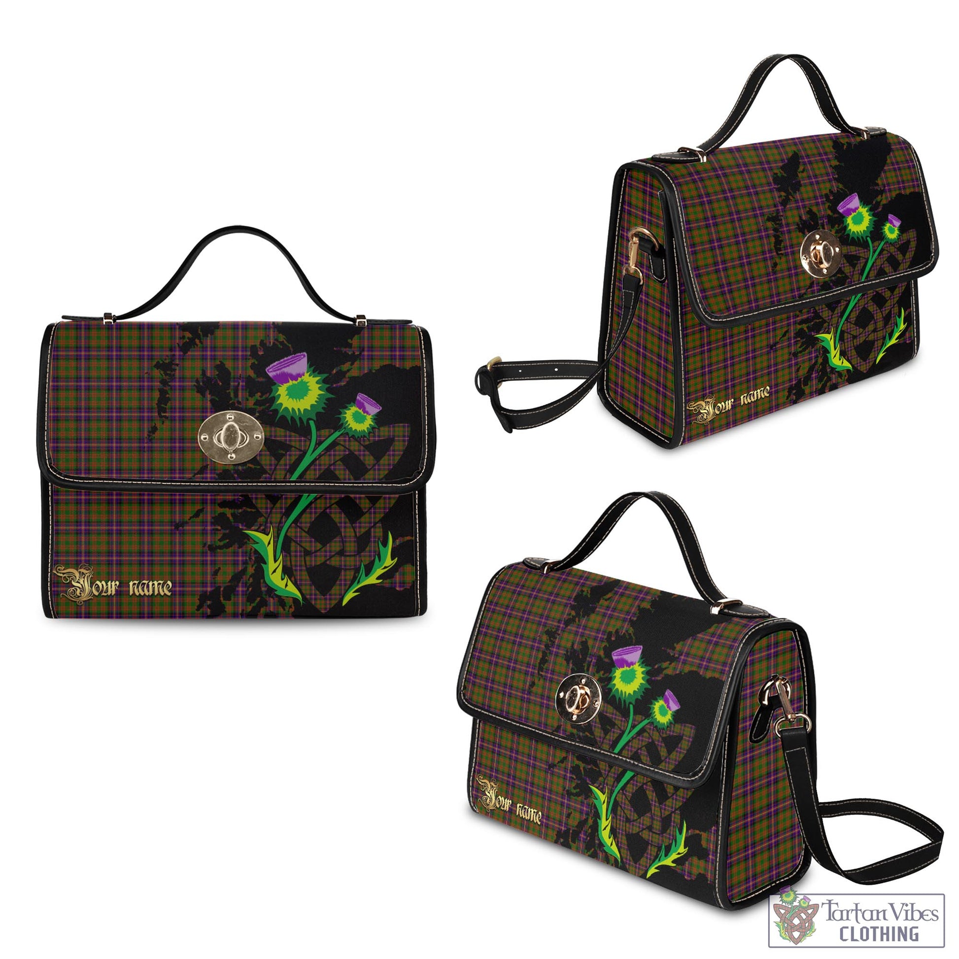 Tartan Vibes Clothing Cochrane Modern Tartan Waterproof Canvas Bag with Scotland Map and Thistle Celtic Accents