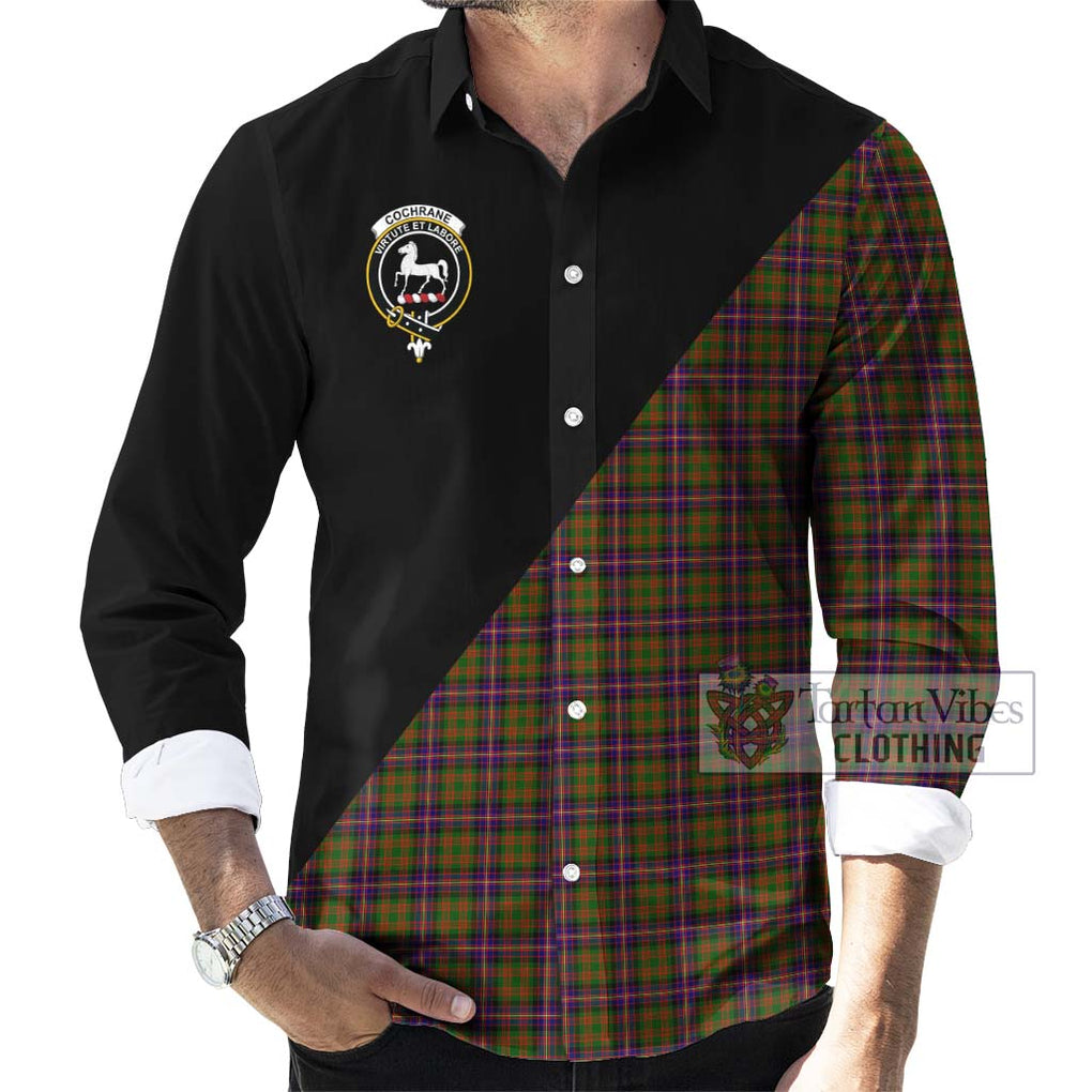 Cochrane Modern Tartan Long Sleeve Button Shirt with Family Crest and Military Logo Style - Tartanvibesclothing Shop