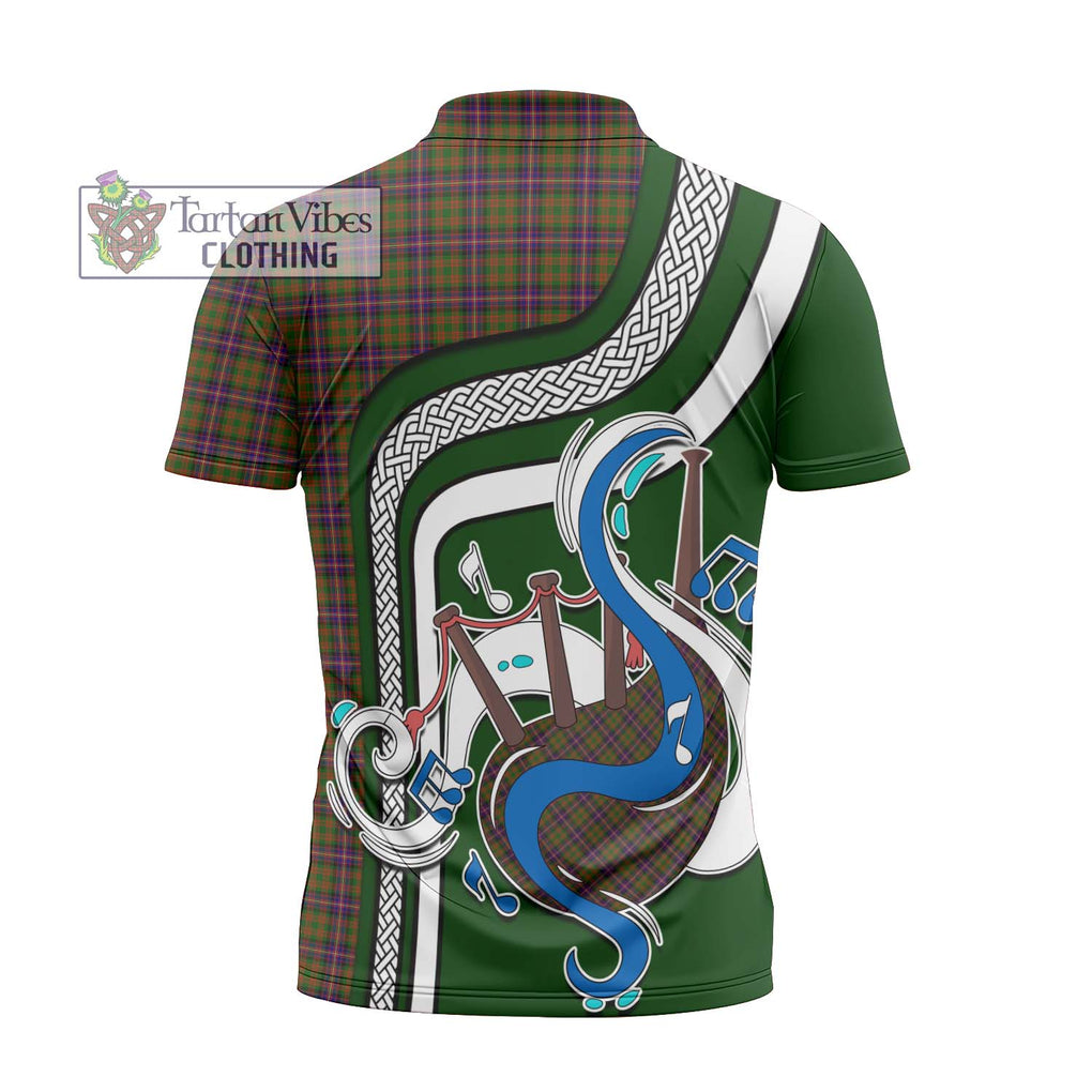 Cochrane Modern Tartan Zipper Polo Shirt with Epic Bagpipe Style - Tartanvibesclothing Shop