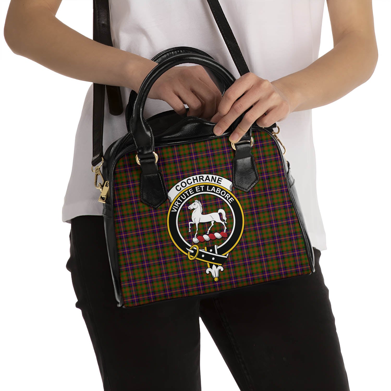 Cochrane Modern Tartan Shoulder Handbags with Family Crest - Tartanvibesclothing