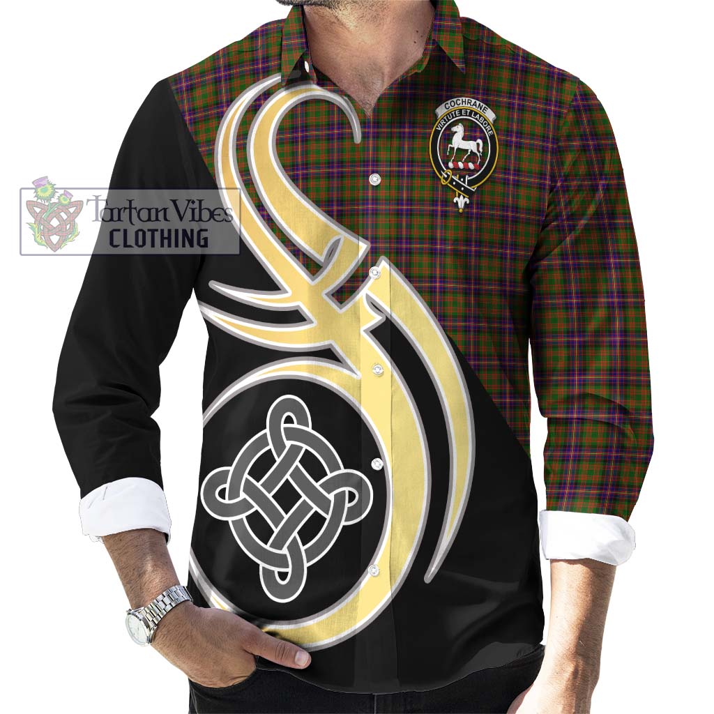 Cochrane Modern Tartan Long Sleeve Button Shirt with Family Crest and Celtic Symbol Style - Tartan Vibes Clothing