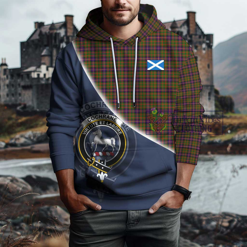 Cochrane Modern Tartan Hoodie with Personalised National Flag and Family Crest Half Style - Tartanvibesclothing Shop