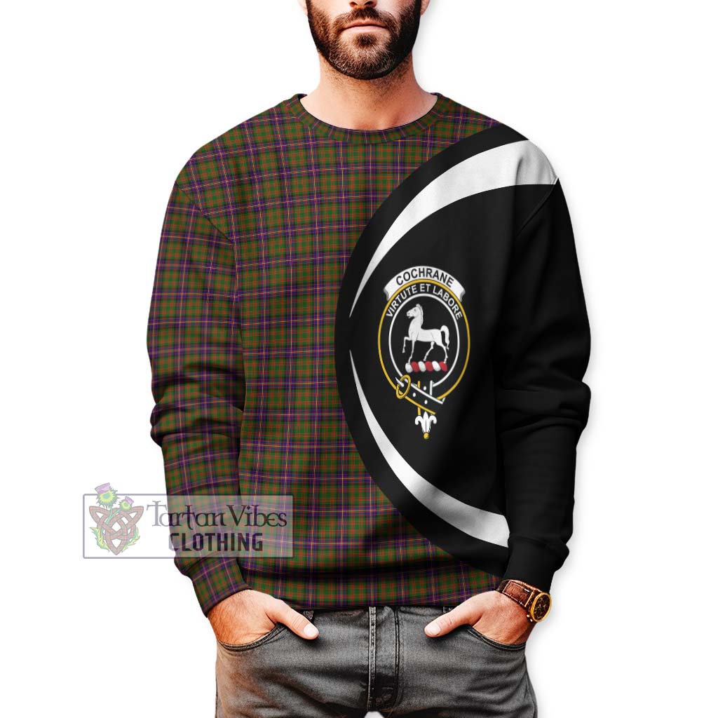 Cochrane Modern Tartan Sweatshirt with Family Crest Circle Style - Tartan Vibes Clothing