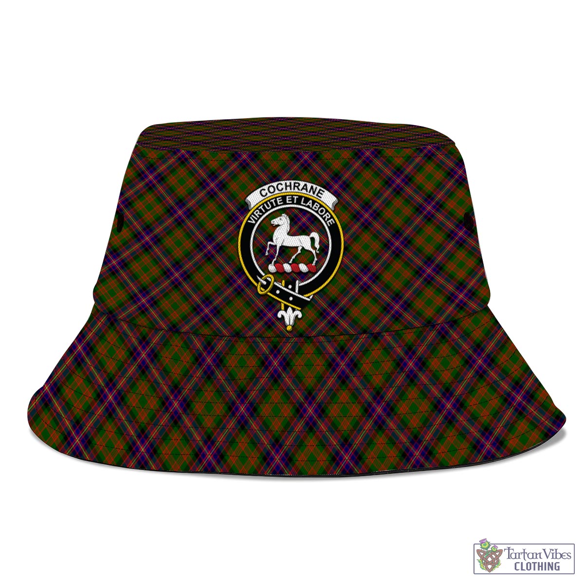 Tartan Vibes Clothing Cochrane Modern Tartan Bucket Hat with Family Crest