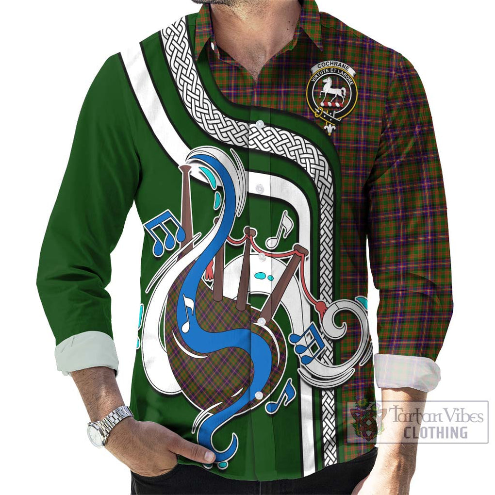 Cochrane Modern Tartan Long Sleeve Button Shirt with Epic Bagpipe Style - Tartanvibesclothing Shop