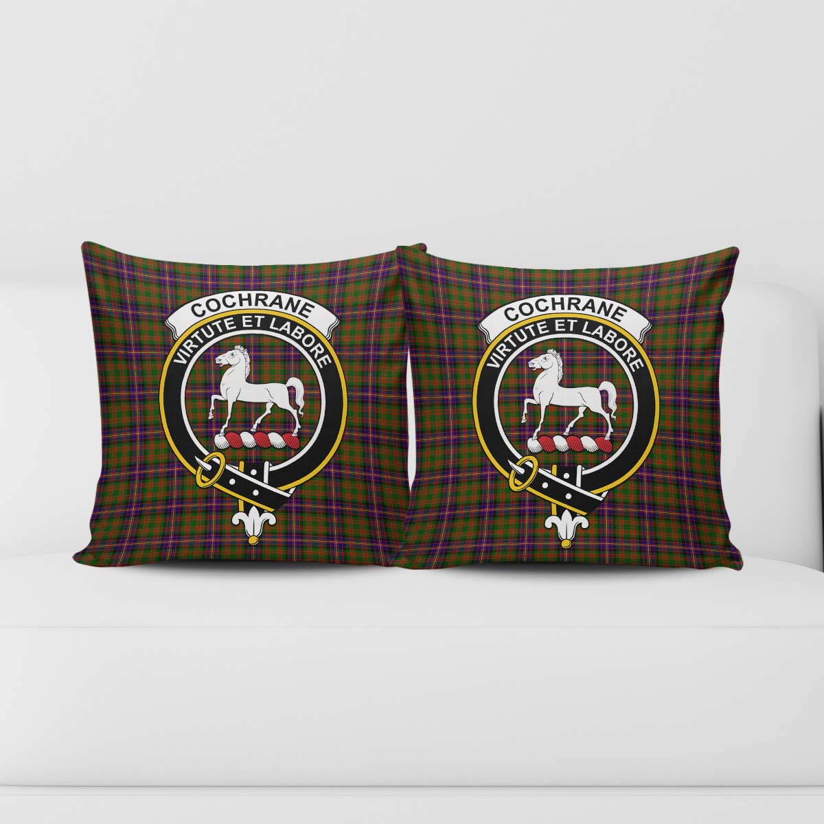 Cochrane Modern Tartan Pillow Cover with Family Crest - Tartanvibesclothing