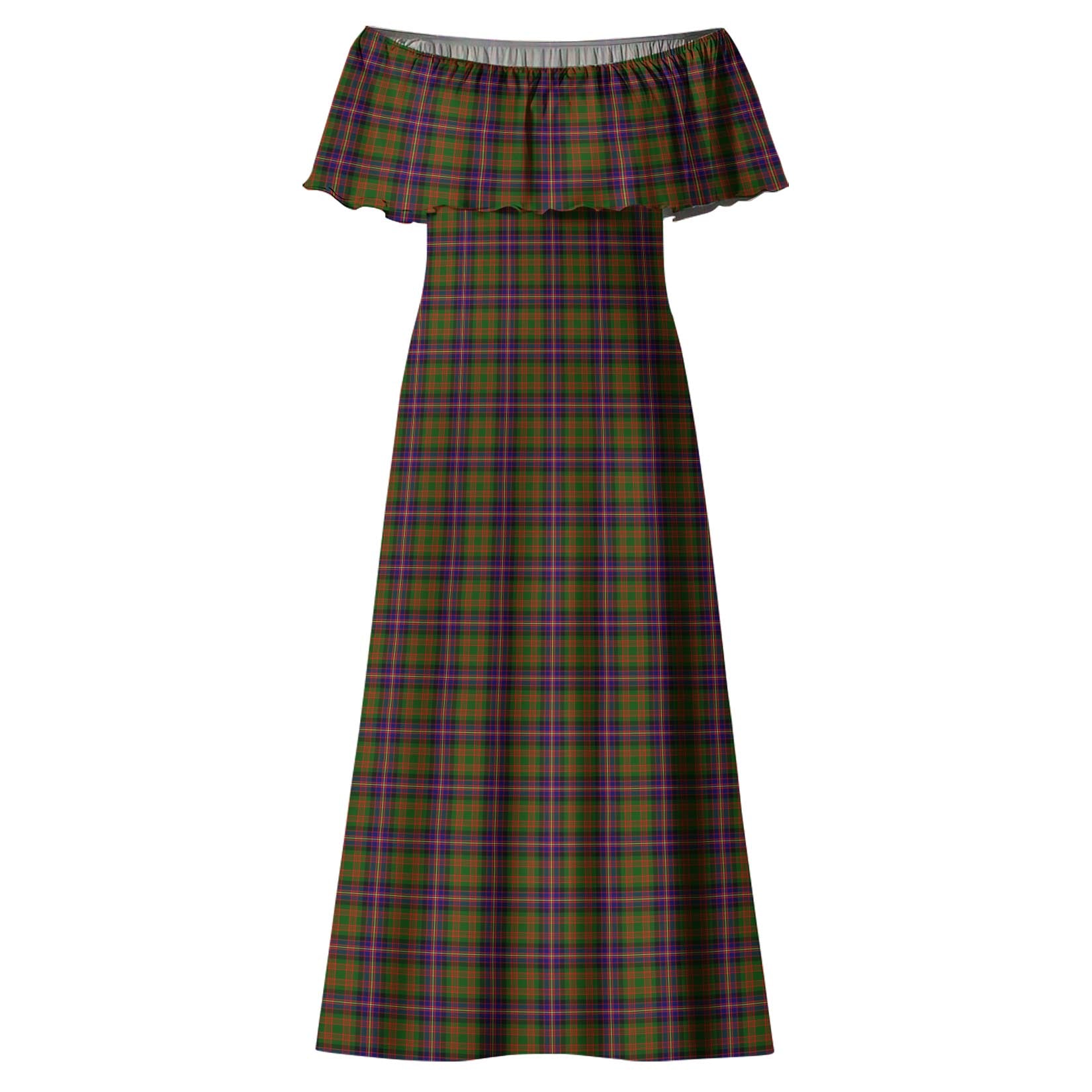 Cochrane Modern Tartan Off Shoulder Long Dress - Tartanvibesclothing