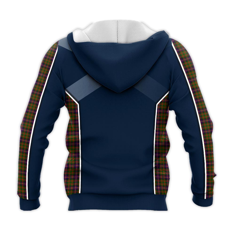 Tartan Vibes Clothing Cochrane Modern Tartan Knitted Hoodie with Family Crest and Scottish Thistle Vibes Sport Style