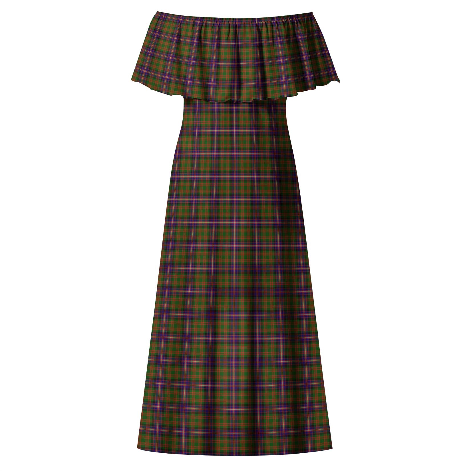 Cochrane Modern Tartan Off Shoulder Long Dress - Tartanvibesclothing