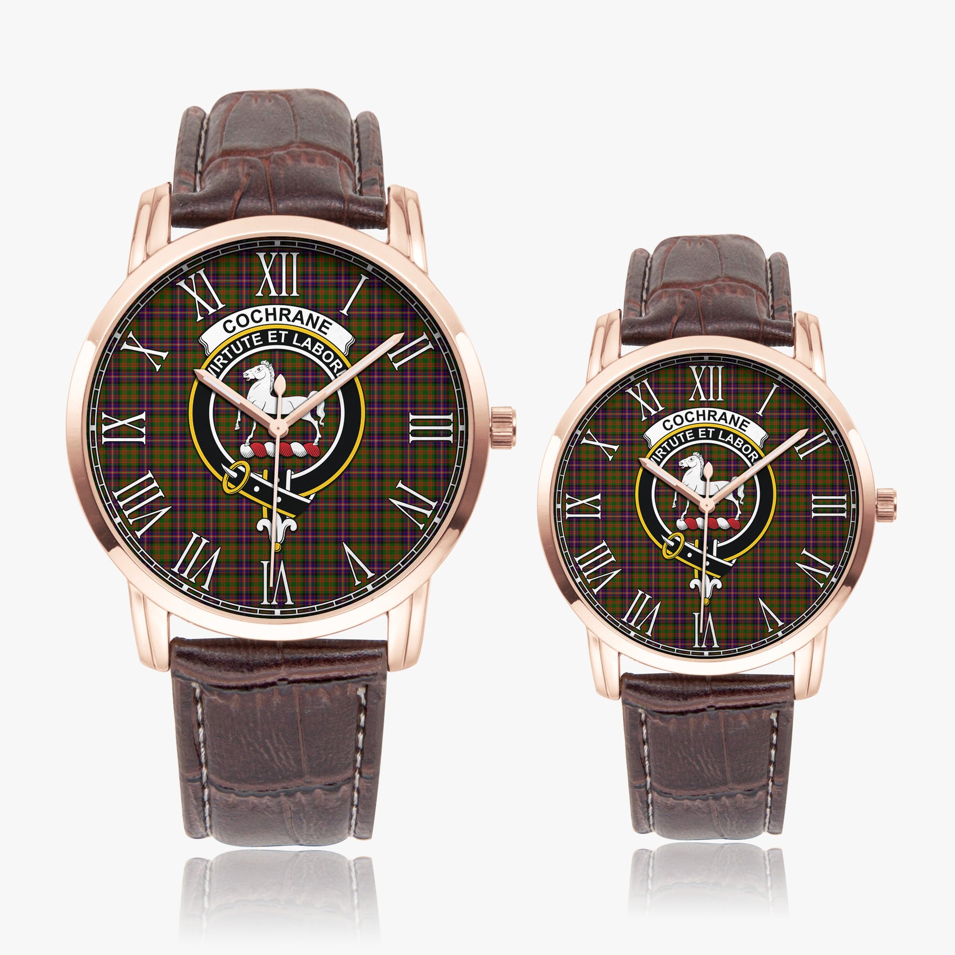 Cochrane Modern Tartan Family Crest Leather Strap Quartz Watch - Tartanvibesclothing