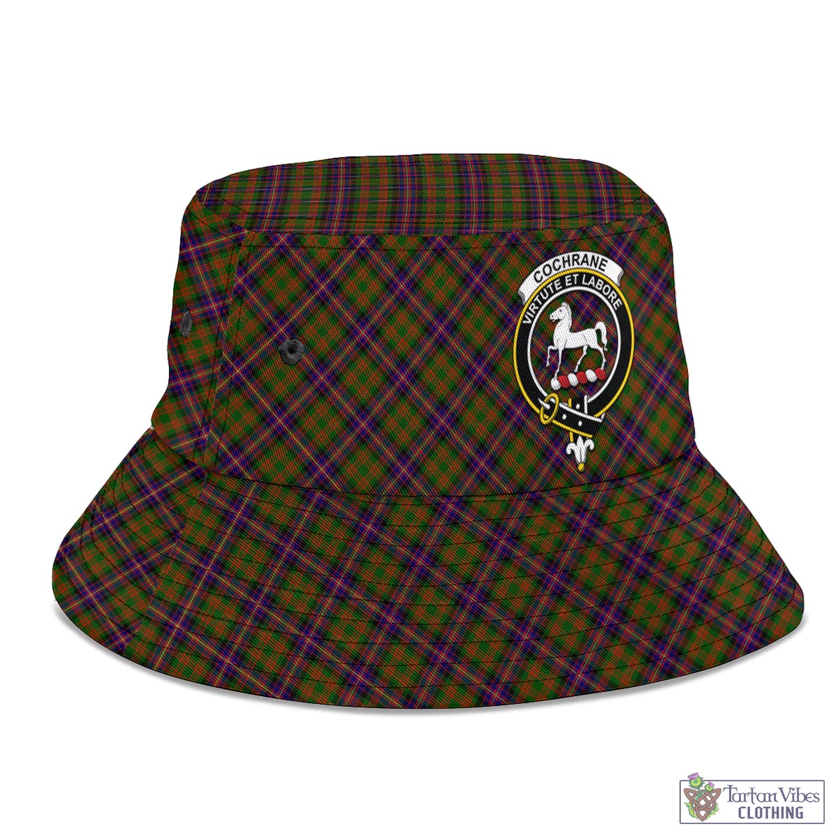 Tartan Vibes Clothing Cochrane Modern Tartan Bucket Hat with Family Crest