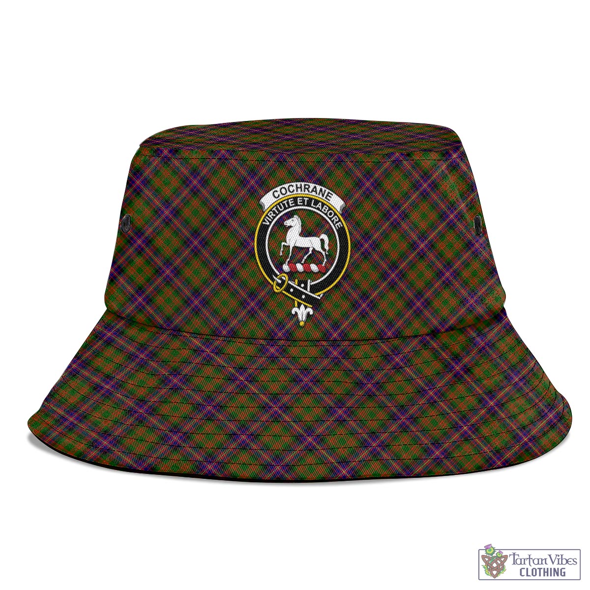 Tartan Vibes Clothing Cochrane Modern Tartan Bucket Hat with Family Crest