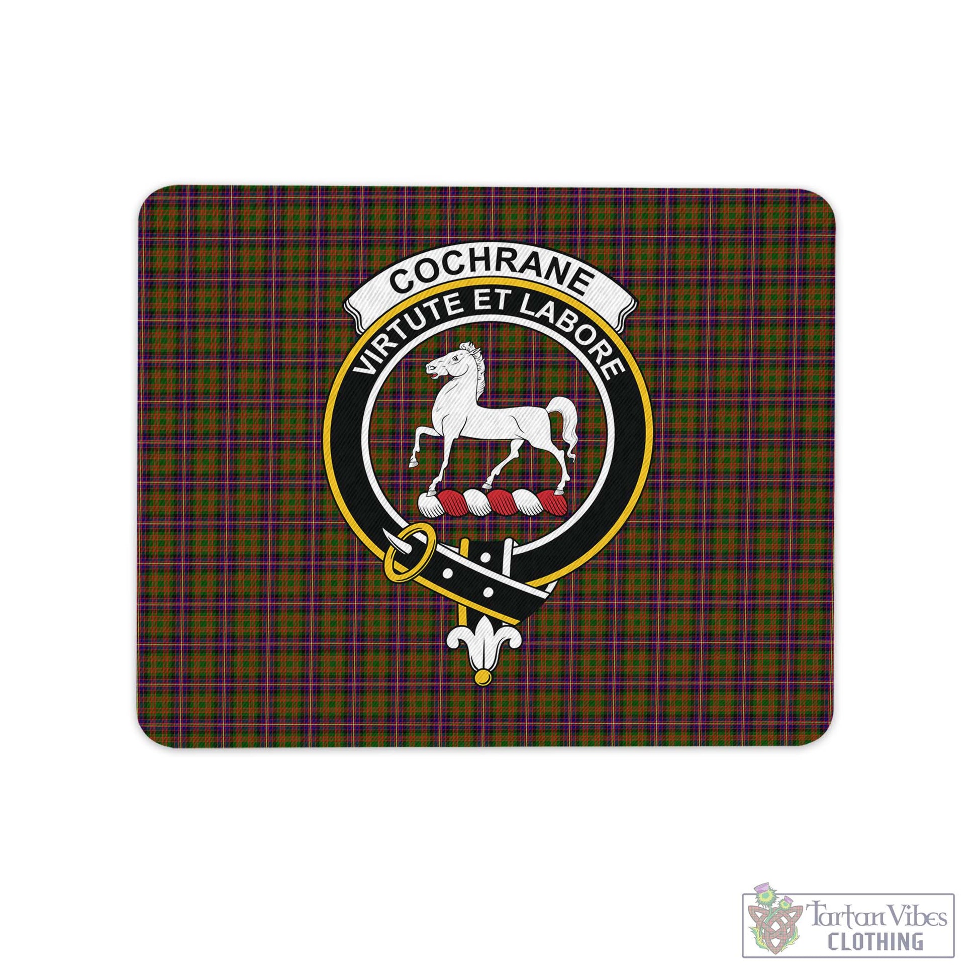 Tartan Vibes Clothing Cochrane Modern Tartan Mouse Pad with Family Crest