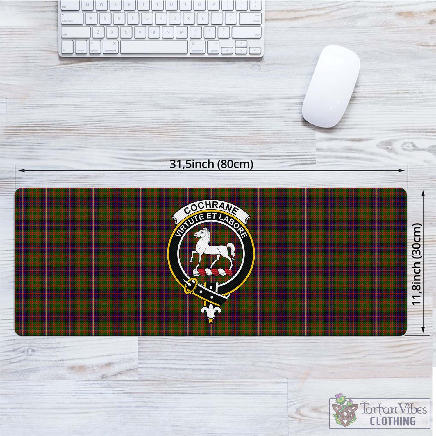 Tartan Vibes Clothing Cochrane Modern Tartan Mouse Pad with Family Crest