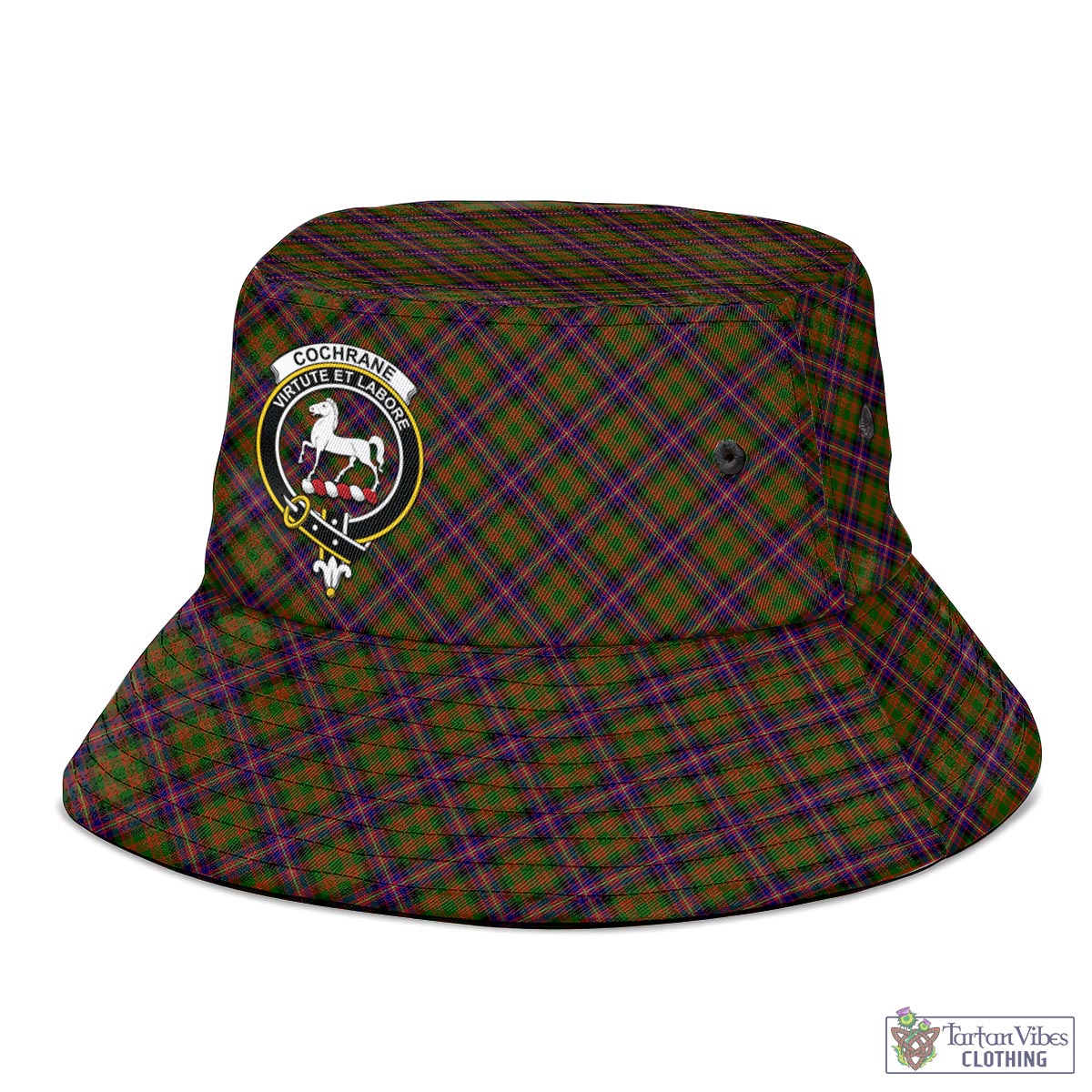 Tartan Vibes Clothing Cochrane Modern Tartan Bucket Hat with Family Crest