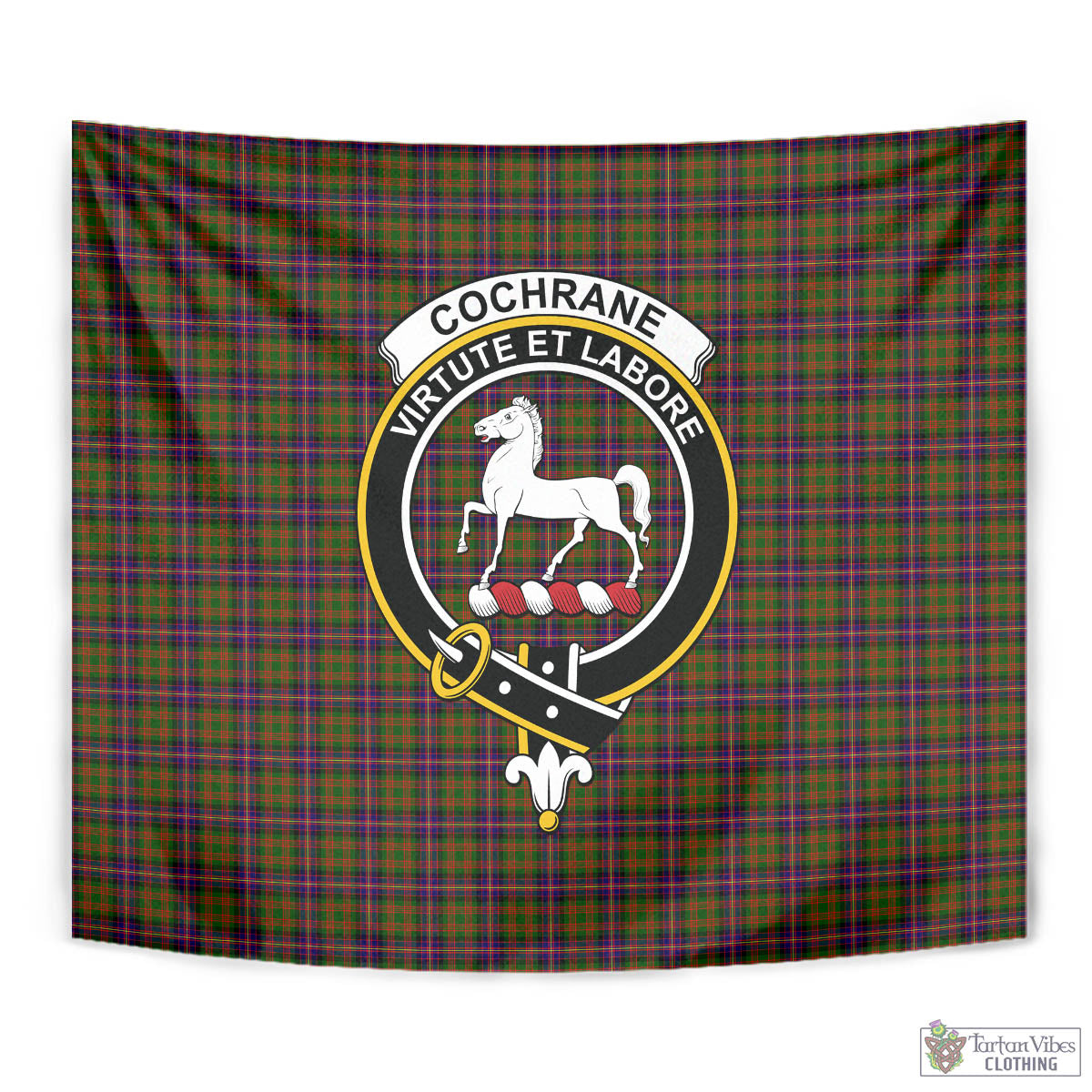 Tartan Vibes Clothing Cochrane Modern Tartan Tapestry Wall Hanging and Home Decor for Room with Family Crest