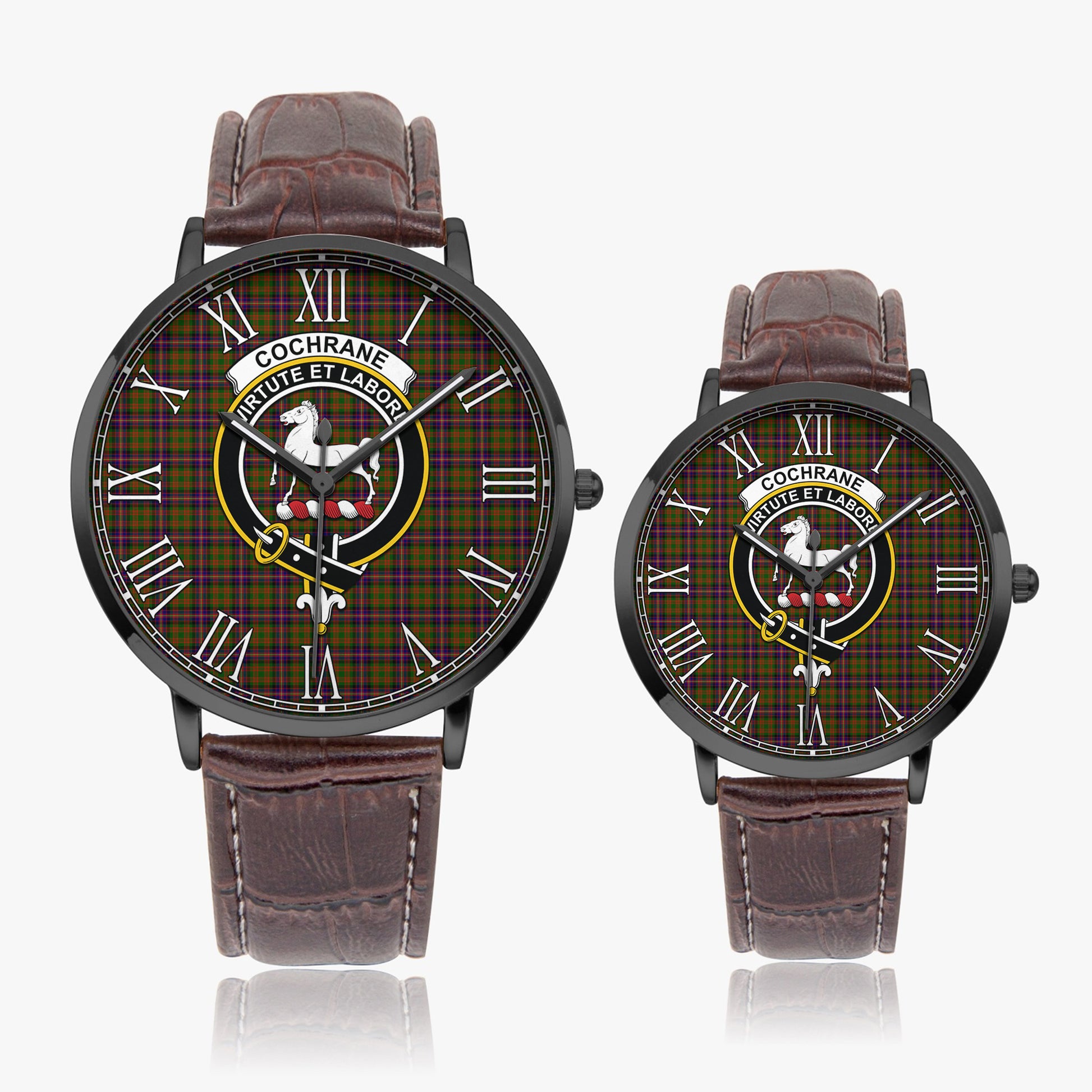 Cochrane Modern Tartan Family Crest Leather Strap Quartz Watch - Tartanvibesclothing