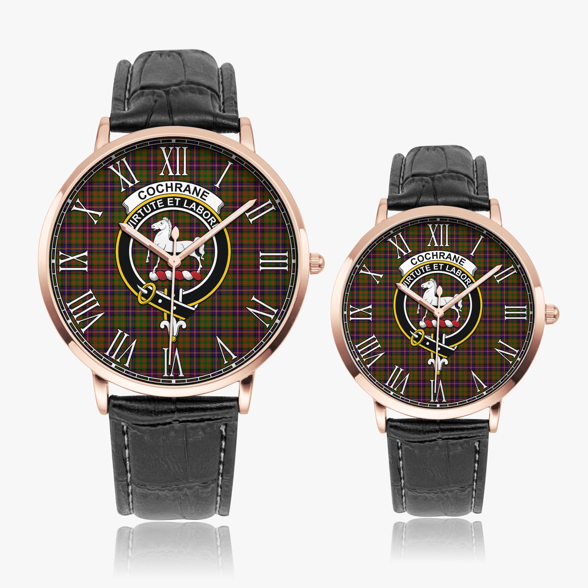 Cochrane Modern Tartan Family Crest Leather Strap Quartz Watch - Tartanvibesclothing