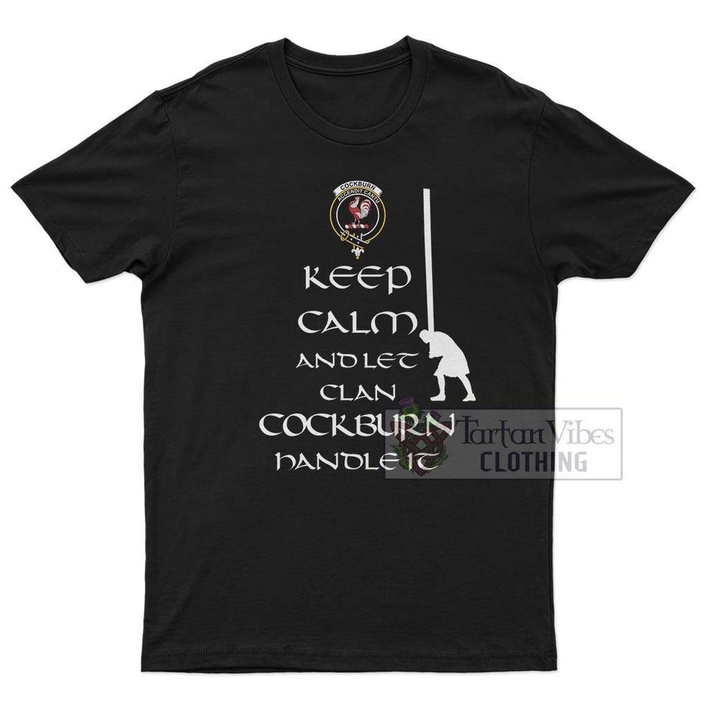 Cockburn Clan Men's T-Shirt: Keep Calm and Let the Clan Handle It Caber Toss Highland Games Style White - 2D-tartanvibesclothing