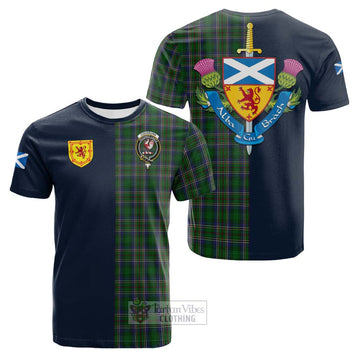 Cockburn Tartan Cotton T-shirt Alba with Scottish Lion Royal Arm Half Style