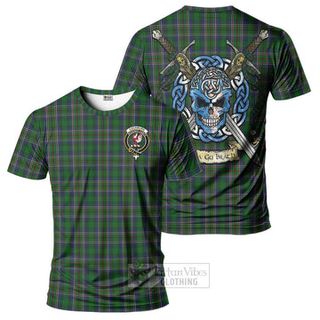 Cockburn Tartan T-Shirt with Family Crest Celtic Skull Style