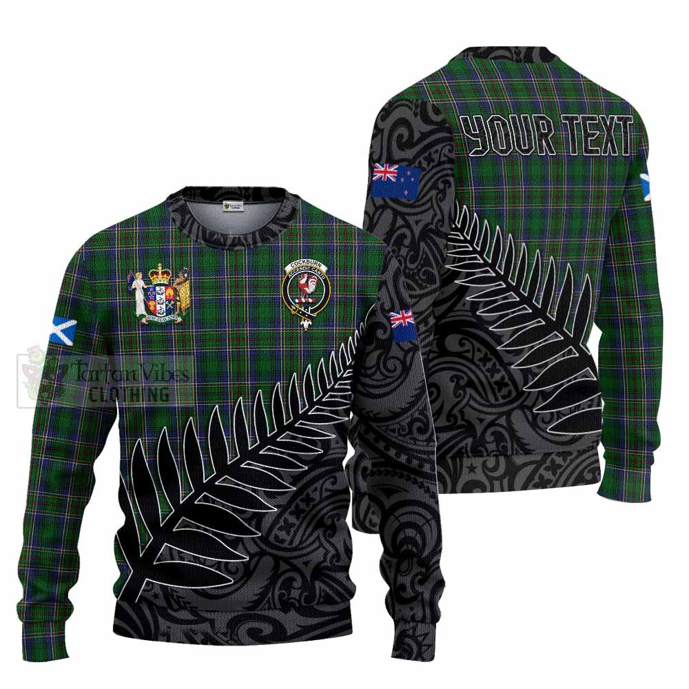 Tartan Vibes Clothing Cockburn Crest Tartan Knitted Sweater with New Zealand Silver Fern Half Style