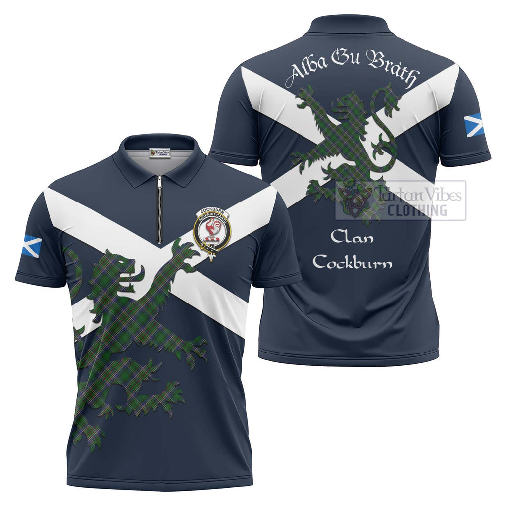 Tartan Vibes Clothing Cockburn Tartan Lion Rampant Zipper Polo Shirt – Proudly Display Your Heritage with Alba Gu Brath and Clan Name