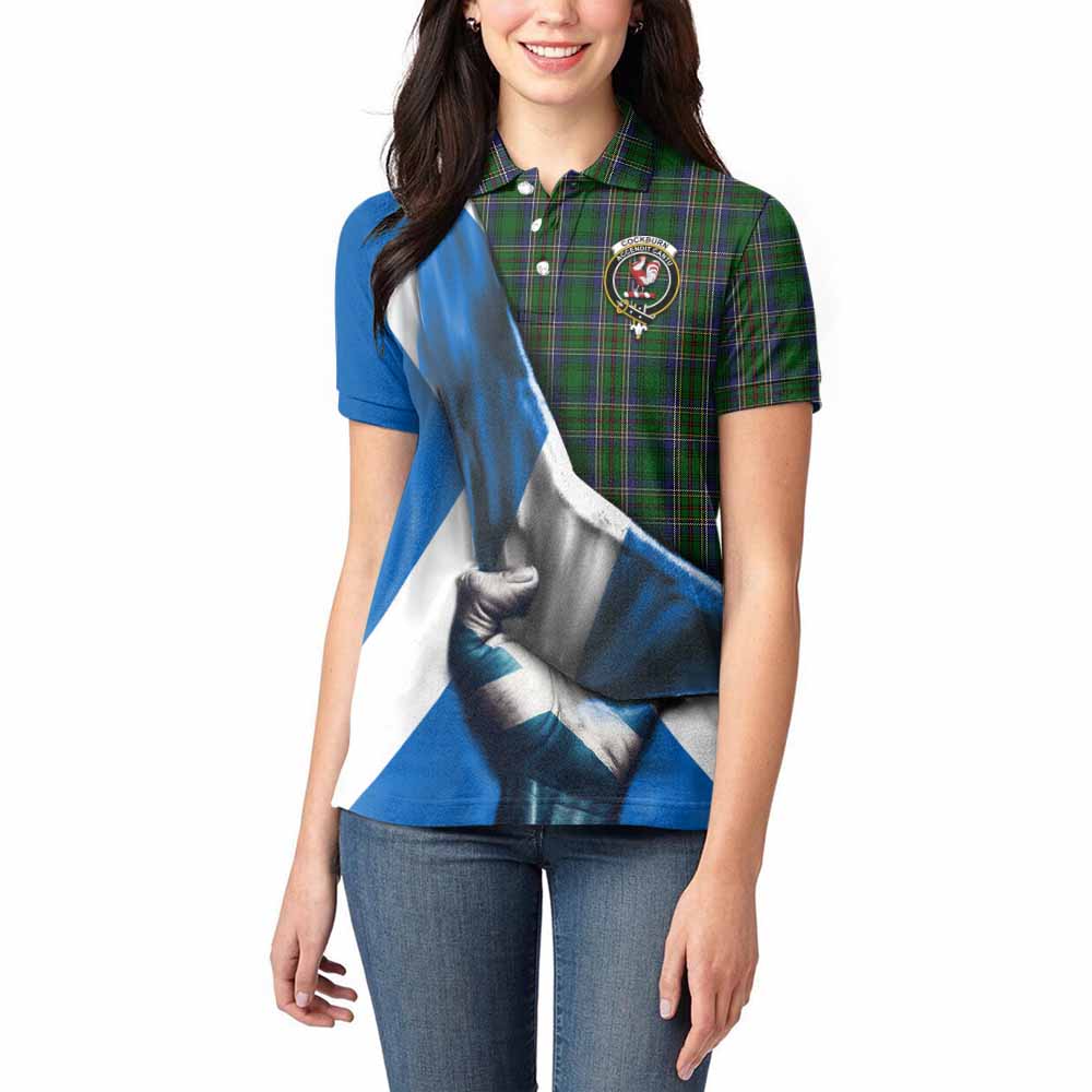 Tartan Vibes Clothing Cockburn Tartan Women's Polo Shirt with Family Crest Scotland Patriotic Style