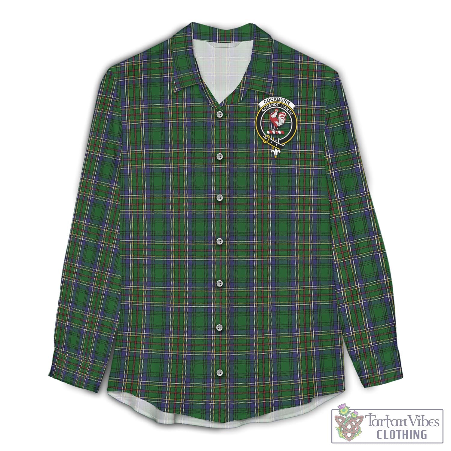 Tartan Vibes Clothing Cockburn Tartan Womens Casual Shirt with Family Crest