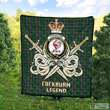 Cockburn Tartan Quilt with Clan Crest and the Golden Sword of Courageous Legacy