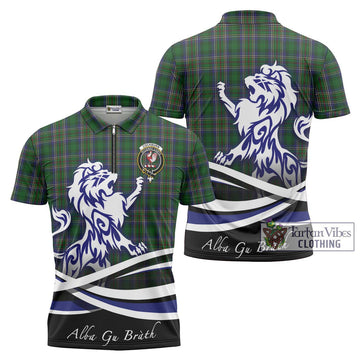 Cockburn Tartan Zipper Polo Shirt with Alba Gu Brath Regal Lion Emblem