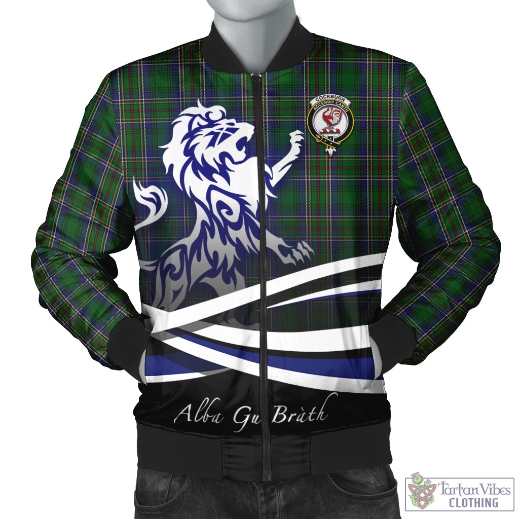 Tartan Vibes Clothing Cockburn Tartan Bomber Jacket with Alba Gu Brath Regal Lion Emblem