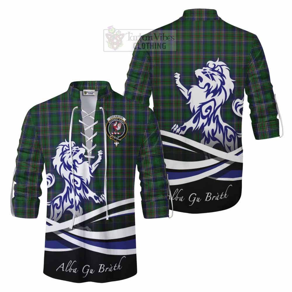 Tartan Vibes Clothing Cockburn Tartan Ghillie Kilt Shirt with Alba Gu Brath Regal Lion Emblem