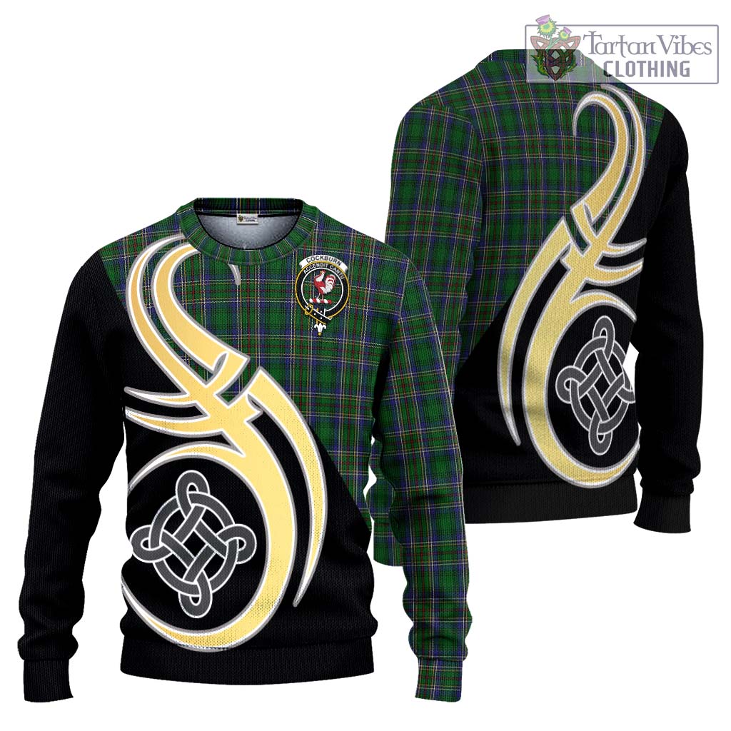 Cockburn Tartan Knitted Sweater with Family Crest and Celtic Symbol Style Unisex - Tartan Vibes Clothing